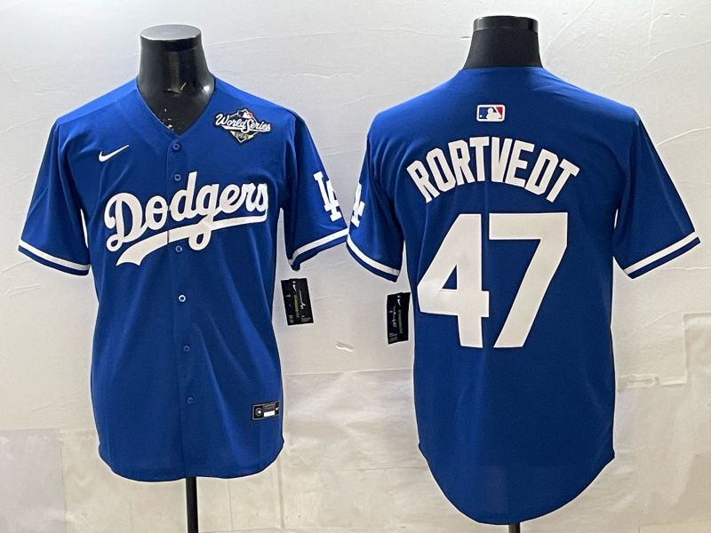 Men 2025 Los Angeles Dodgers #47 Rortvedt Blue Game Nike MLB Jersey style 0015->los angeles dodgers->MLB Jersey